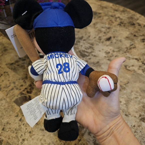 DISNEY Vintage 90s Baseball Mickey Mouse Bean Bag Plush New with Tag - Picture 5 of 12